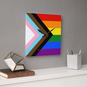 Relógio Quadrado SlipperyJoe's Progress Pride Flag gay Dons LGBTQI