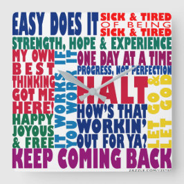 Relógio Quadrado Slogans de 12 Etapas