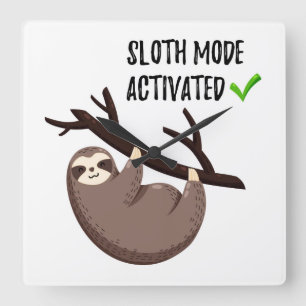 Relógio Quadrado Sloth Says  Modo Largura Ativado
