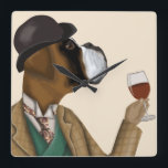 Relógio Quadrado Snob de vinho<br><div class="desc">Boxer Wine Snob de Fabfunky. Possui um boxeador bem vestido que gosta de vinho. | 190951D</div>