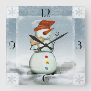 Relógio Quadrado Snowman