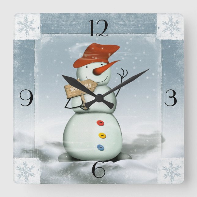 Relógio Quadrado Snowman (Frente)
