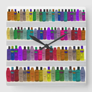Relógio Quadrado Soap Bottle Rainbow - for bathrooms, salons etc