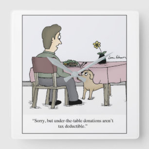 Relógio Quadrado Sob a doação da mesa o cão taxa desenhos animad