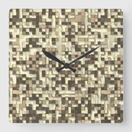 Relógio Quadrado Sobreposição de pequenos quadrados em tons de bege