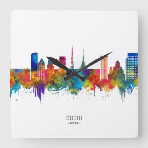 Relógio Quadrado Sochi Russia Skyline