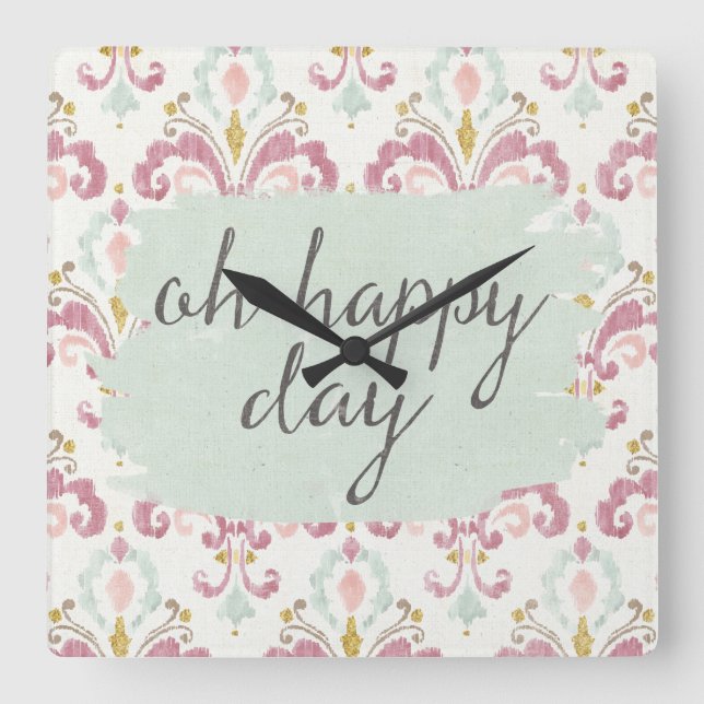 Relógio Quadrado Soft Deco VI | Oh Happy Day (Frente)