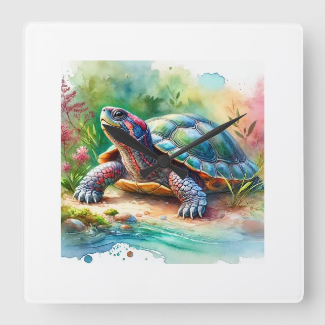 Relógio Quadrado Softshell Turtle 221024AREF149 - Watercolor (Frente)