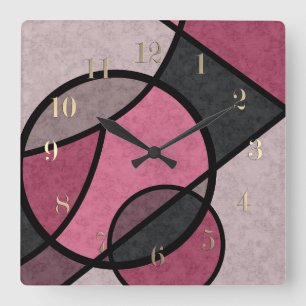 Relógio Quadrado Sol rosa, abstrato