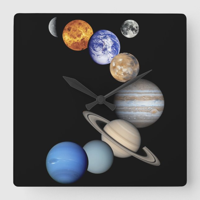 Relógio Quadrado Solar Sytem Montage (Frente)