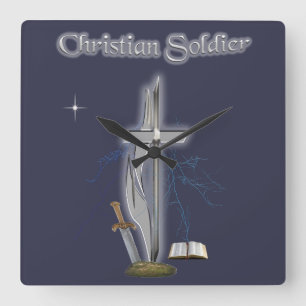 Relógio Quadrado soldado cristão