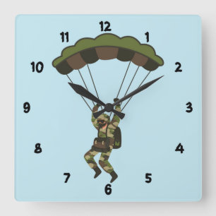 Relógio Quadrado Soldado Militar/Paraquedista