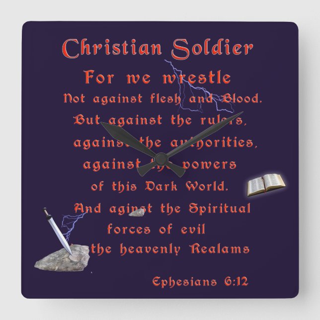 Relógio Quadrado Soldados Cristãos (Frente)