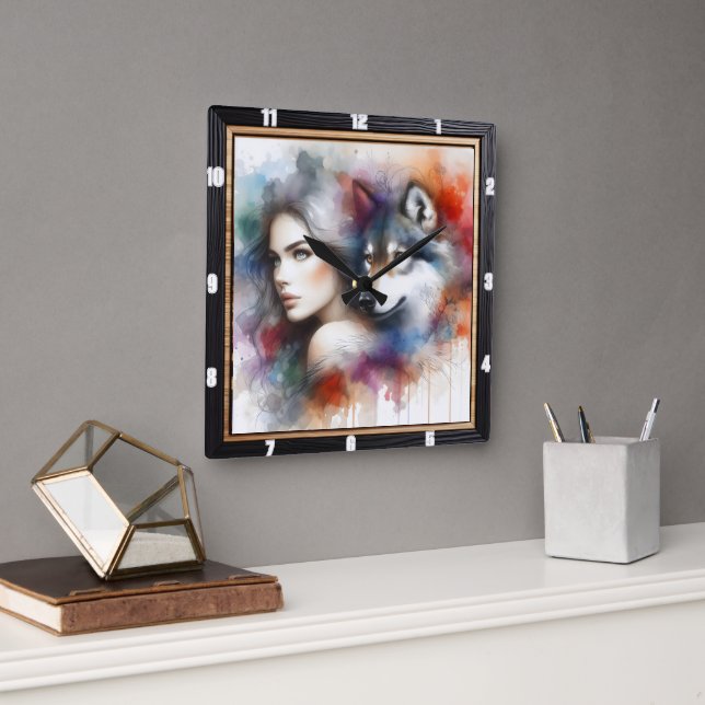 Relógio Quadrado Solidão Nativa: Sonho Noturno De Árvores Selvagens (Escritório)