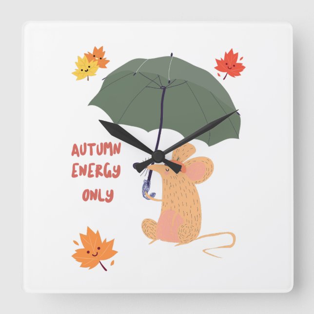 Relógio Quadrado Somente energia do outono (Frente)