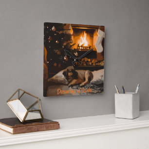 Relógio Quadrado Sonhando com Papai Noel