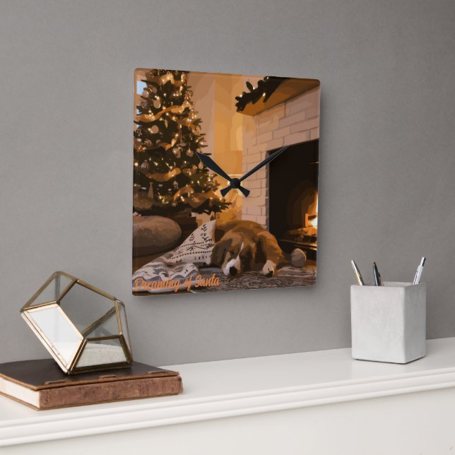 Relógio Quadrado Sonhar com Papais noeis (Escritório)