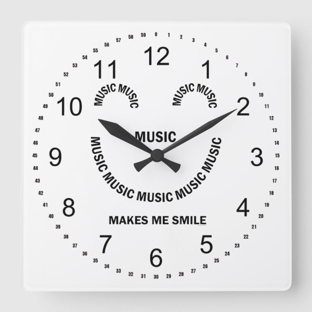 Relógio Quadrado Sorriso de Música (Frente)