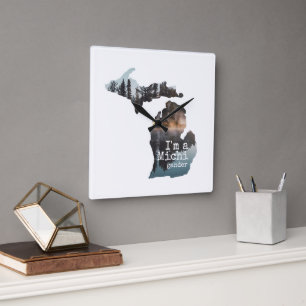 Relógio Quadrado Sou uma Silhueta cheia de fotos de Michigander Lak