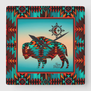 Relógio Quadrado Southwest Buffalo Square Wall Clock