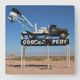Relógio Quadrado Souvenir Personalizado do Pedy Outback Coober