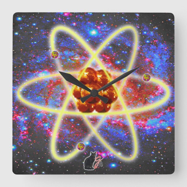 Relógio Quadrado Spacey Atomic (Frente)