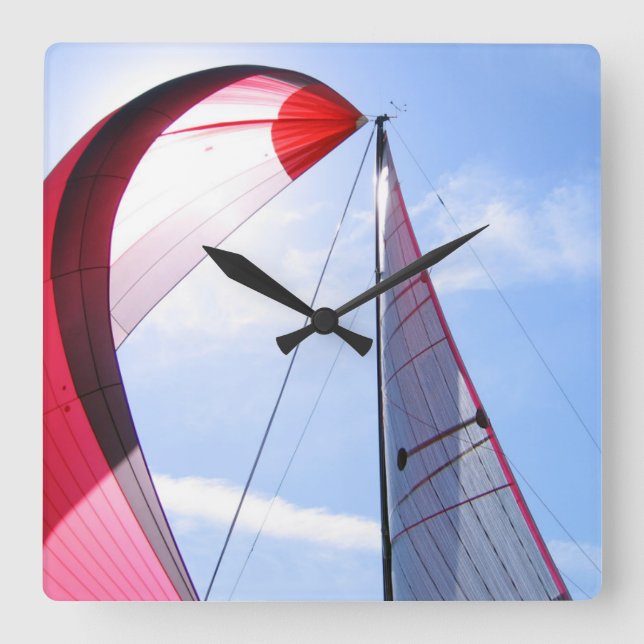 Relógio Quadrado Spinnaker vermelho com Sun (Frente)