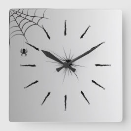 Relógio Quadrado Spinnenweben Wanduhr Elegantes Weiß Schwarz Design