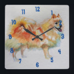 Relógio Quadrado Spitz alemão Cães Pomeranianos Cães Childs Room Cl<br><div class="desc">O alemão Spitz Pomeranian Dog Cog Childs Room Clock. Projetado a partir da minha arte original de aquarela.</div>