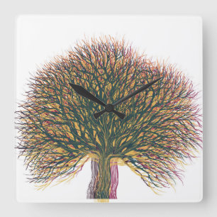 Relógio Quadrado Spring Summer Autumn Winter Tree #2
