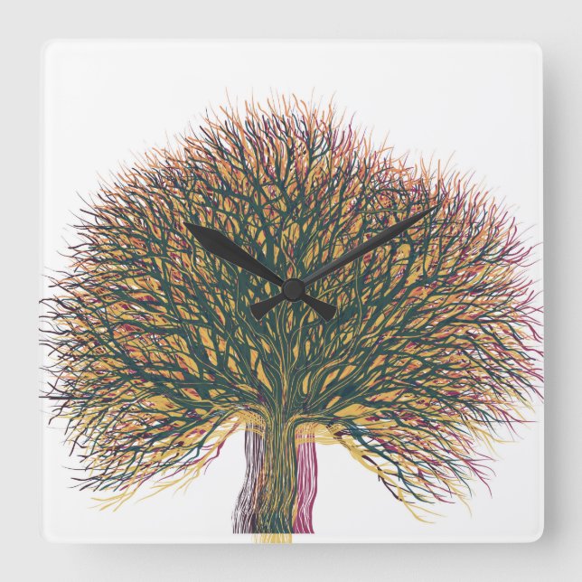 Relógio Quadrado Spring Summer Autumn Winter Tree #2 (Frente)