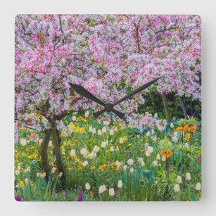 Relógio Quadrado Springtime no jardim de Claude Monet