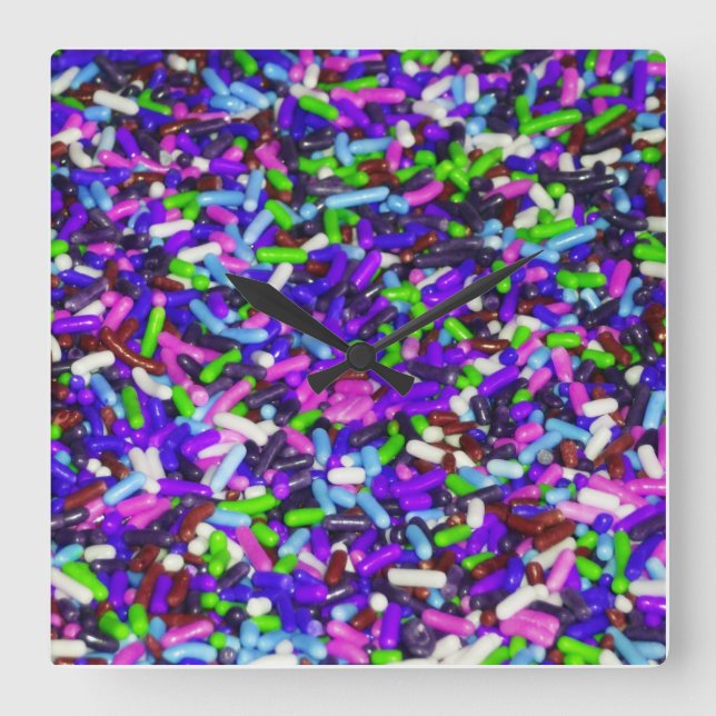 Relógio Quadrado Sprinkles de doce 2 (Frente)