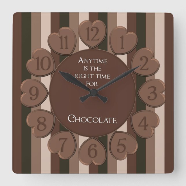 Relógio Quadrado Square Chocolate Wall Clock (Frente)
