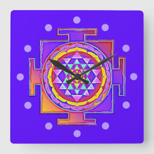 Relógio Quadrado Sri Yantra - Símbolo hinduísmo Design 1