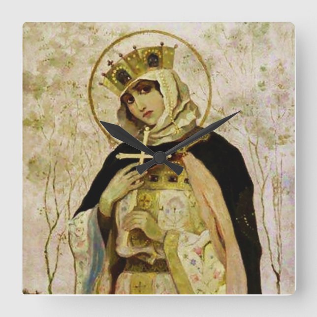 Relógio Quadrado “St Olga” por Mikhail Nesterov (Frente)