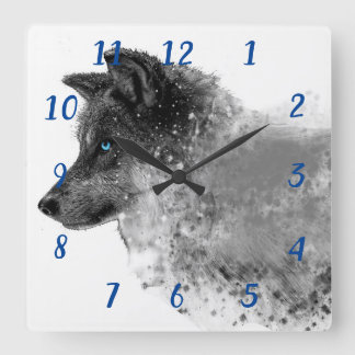 Relógio Quadrado Stardust Wolf Clock