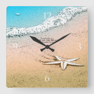 Relógio Quadrado Starfish na praia
