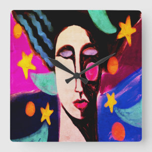 Relógio Quadrado Starry Night Abstrato Art