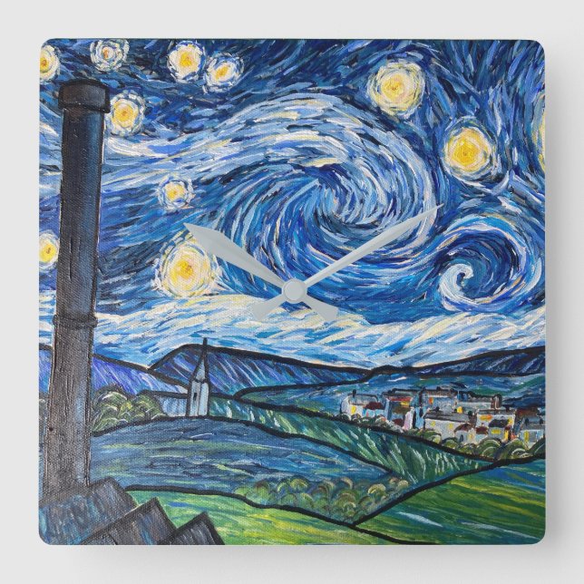 Relógio Quadrado Starry Night Belmont Lancashire (Frente)
