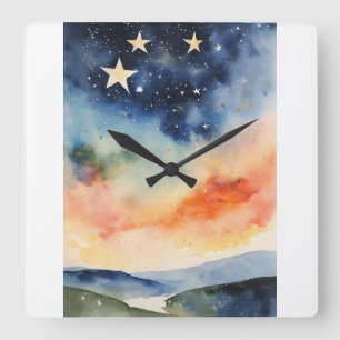 Relógio Quadrado Starry Night Clock Celestial Star Clock Twinkling