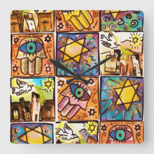 Relógio Quadrado Starry Night Israel Ivory Wall Clock