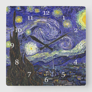 Relógio Quadrado Starry Night, Vincent Van Gogh.
