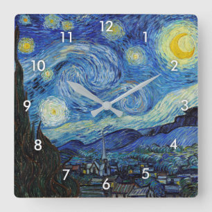 Relógio Quadrado Starry Night, Vincent van Gogh