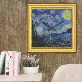 Relógio Quadrado Starry Night, Vincent Van Gogh Frame