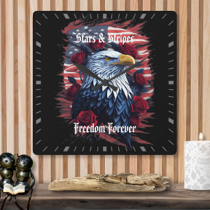 Relógio Quadrado Stars & Strike Freedom Forever Eagle Flag American