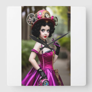 Relógio Quadrado Steampunk Betty Boop