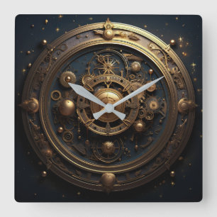 Relógio Quadrado Steampunk Celestial Wall Clock