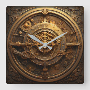 Relógio Quadrado Steampunk Celestial Wall Clock
