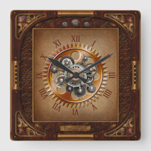 Relógio Quadrado Steampunk Clock~Large Antique Gear~Roman Numerals~